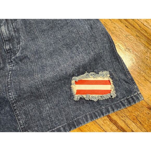 Y2K Tommy Hilfiger Jeans 8 Skirt Patch Logo Street Wear - Picture 3 of 7